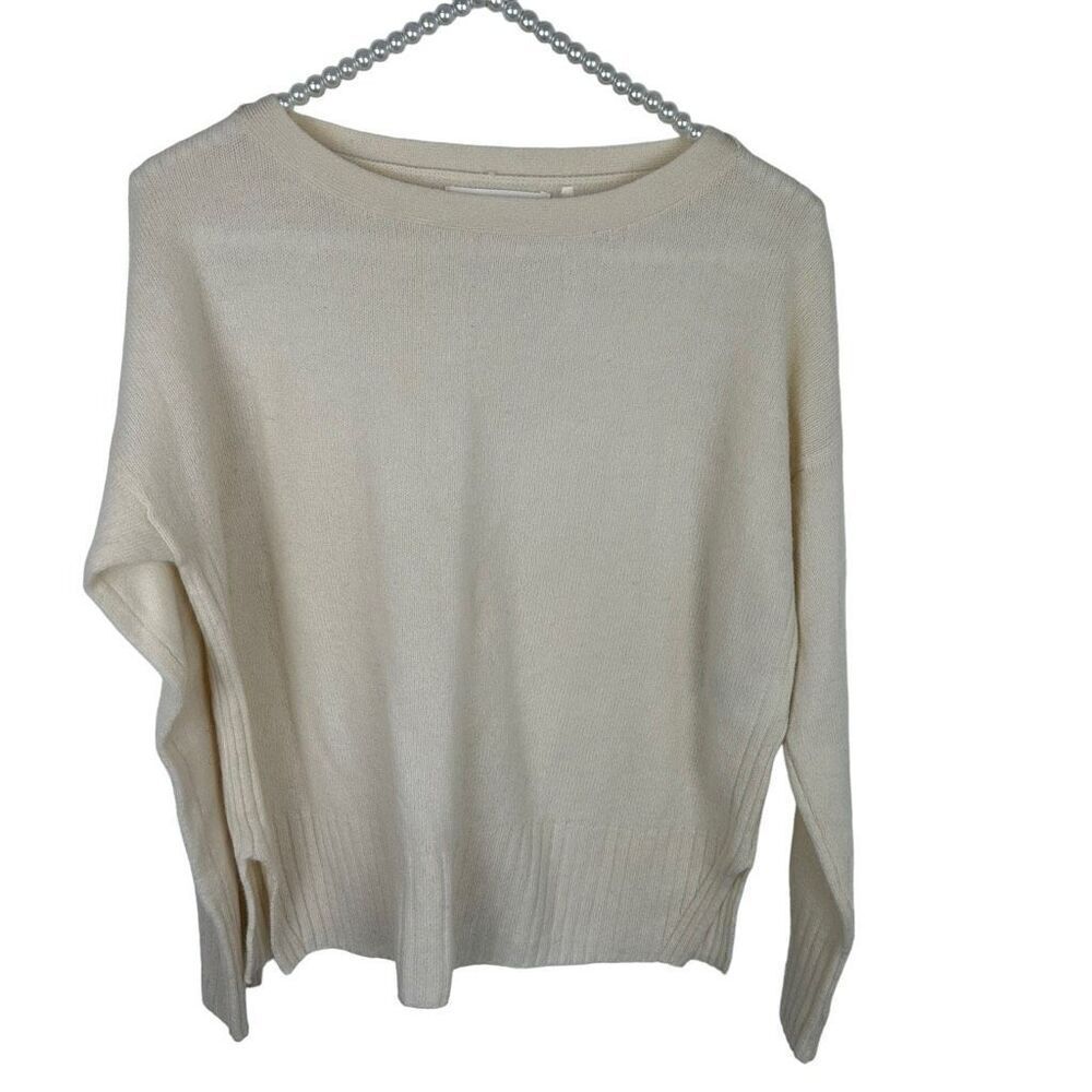 Anthropologie cashmere collection sweater cream ivory size XS lightweight 100% c